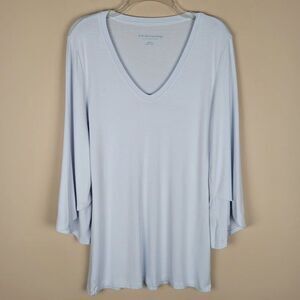 Soft Surroundings Size M Bell Sleeve Long Sleeve Tunic Top Stretch Light Blue